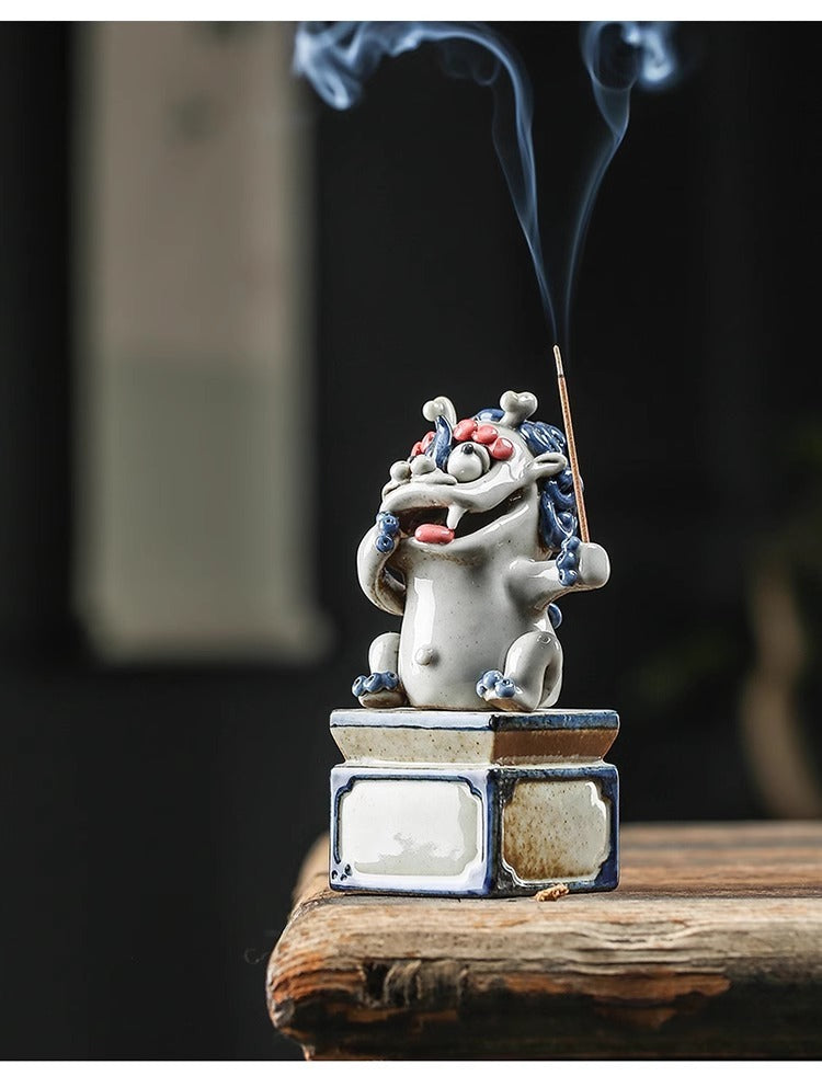 Lucky Pixiu tea pet ceramic line incense burner aromatherapy burner boutique can be raised handmade incense holder creative home accessories incense