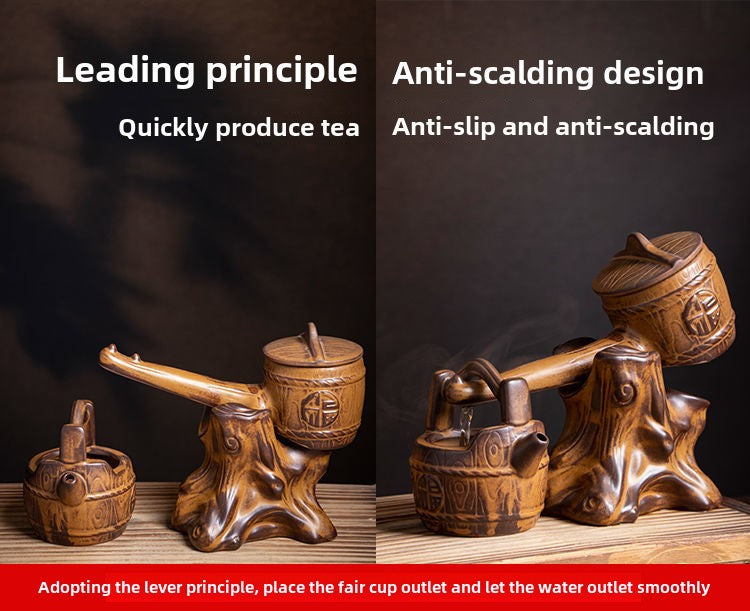 [Modern Chinese style] Special price lazy fully automatic Kung Fu tea set for home drinking tea, high-end, simple, retro, creative, ceramic, anti-scalding