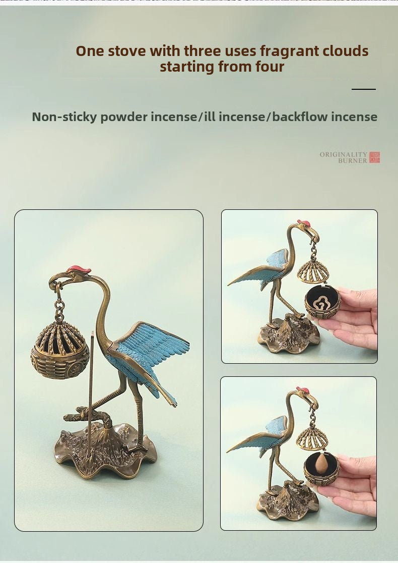 Flying crane incense burner home indoor tea pet tea table small ornaments incense burner small plate incense burner Chinese style incense burner