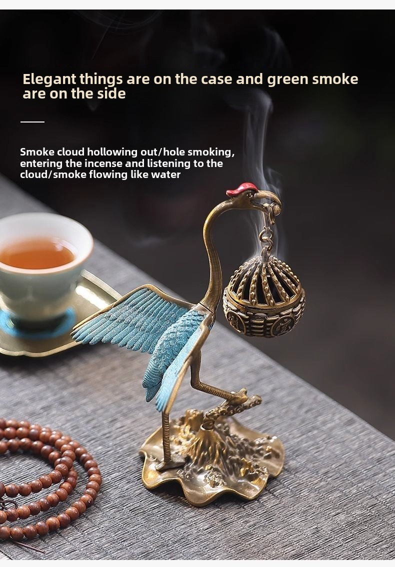 Flying crane incense burner home indoor tea pet tea table small ornaments incense burner small plate incense burner Chinese style incense burner