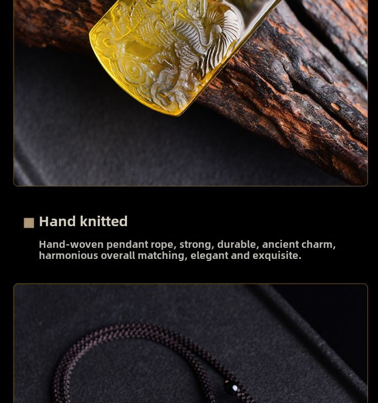 Kirin pendant yellow crystal auspicious beast auspicious fire jade Kirin child-giving men and women necklace pendant Pixiu pendant