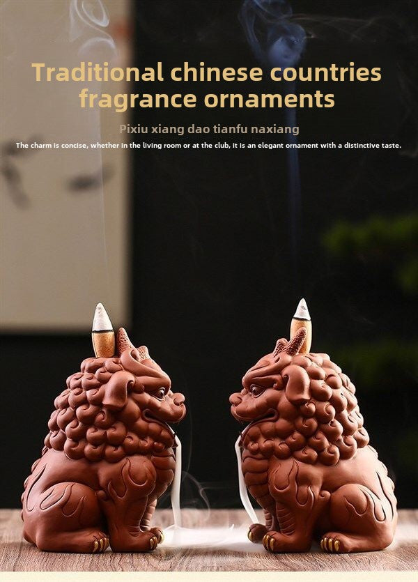 Creative backflow incense burner sandalwood burner Pixiu purple sand tea pet ornaments boutique tea table Kung Fu tea set accessories