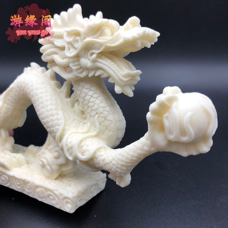 Ivory dragon auspicious dragon spitting beads ornaments zodiac dragon crafts antique shelf landscape dragon flying around the world gift decoration