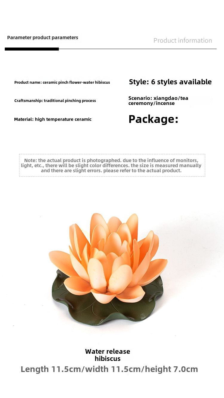 Ceramic color-changing lotus pure hand-made flower Zen ornaments can be inserted with incense Kung Fu tea ceremony color-changing tea pet tea set incense