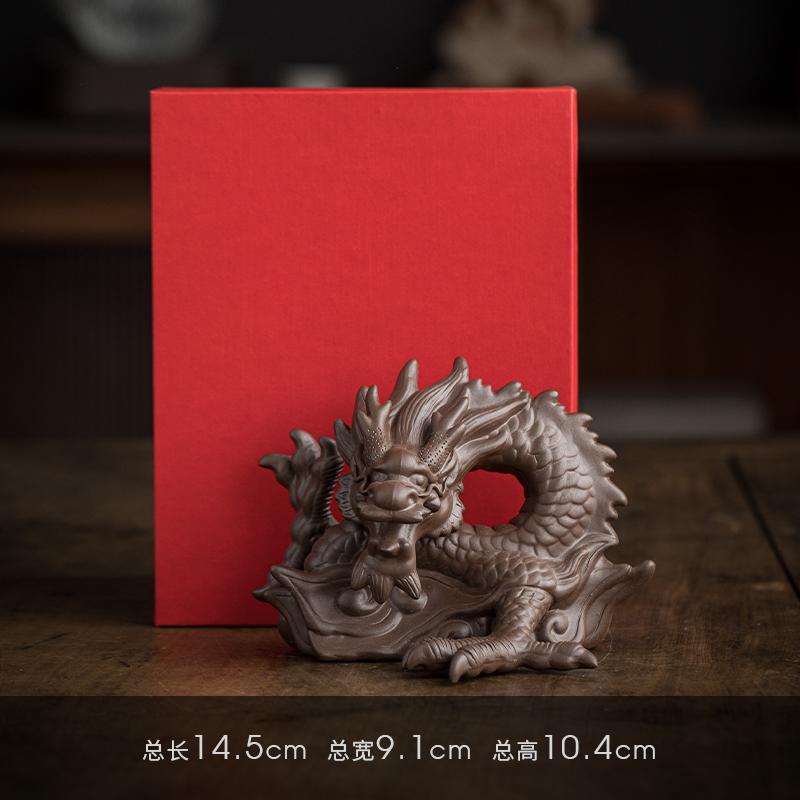 Tea pet ornaments white porcelain twelve zodiac dragon creative boutique can be raised tea tray tea table play auspicious dragon tea ceremony decoration accessories