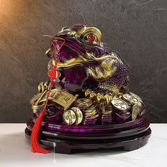 Purple Qi Donglai Lucky Golden Toad Ornaments High-end Opening Gift Office Home Shop Bar Golden Cicada Crafts