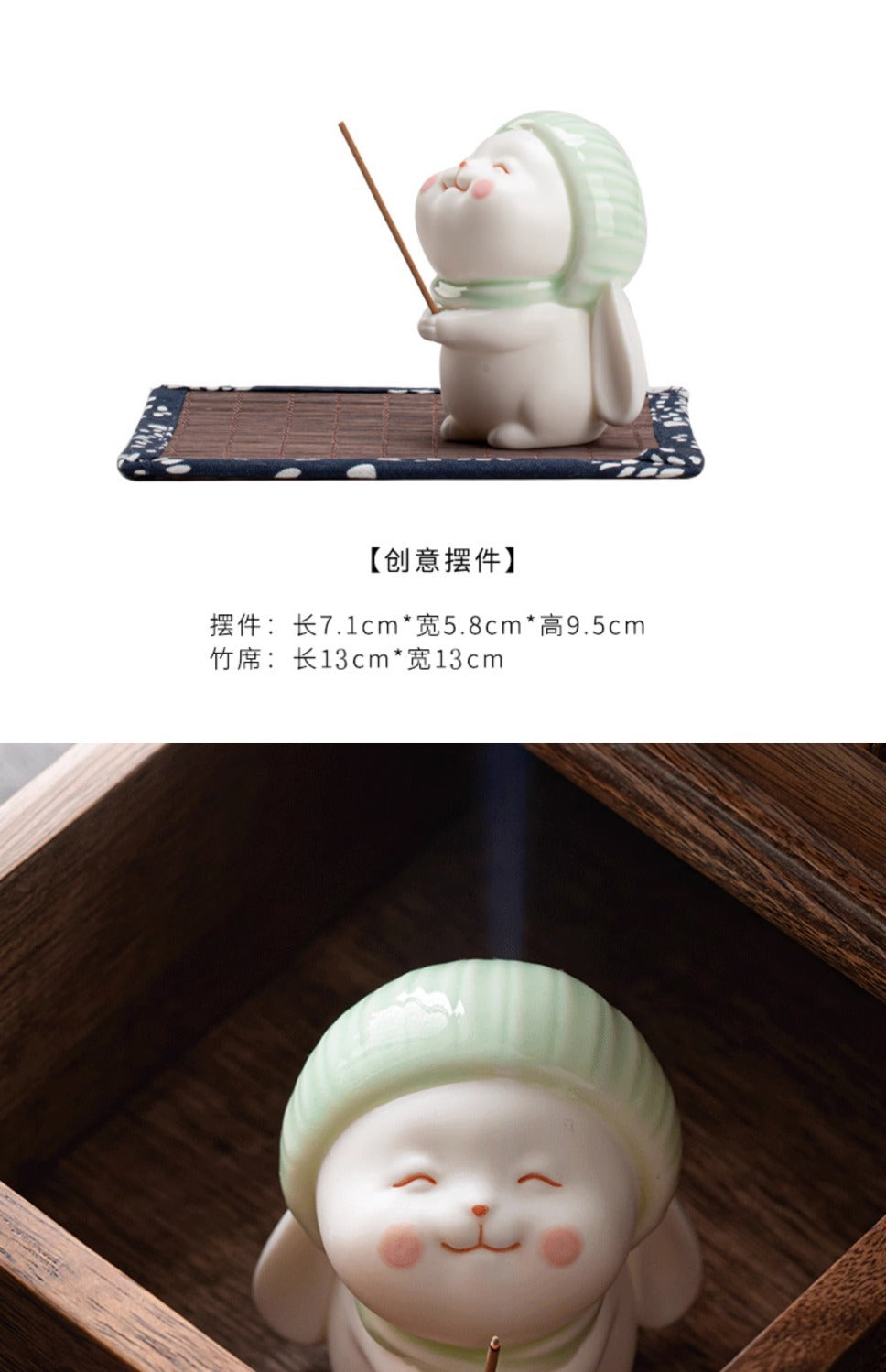 White porcelain semi-handmade Forbidden City kitten incense holder ornaments retro cute tea pet home office tea table crafts