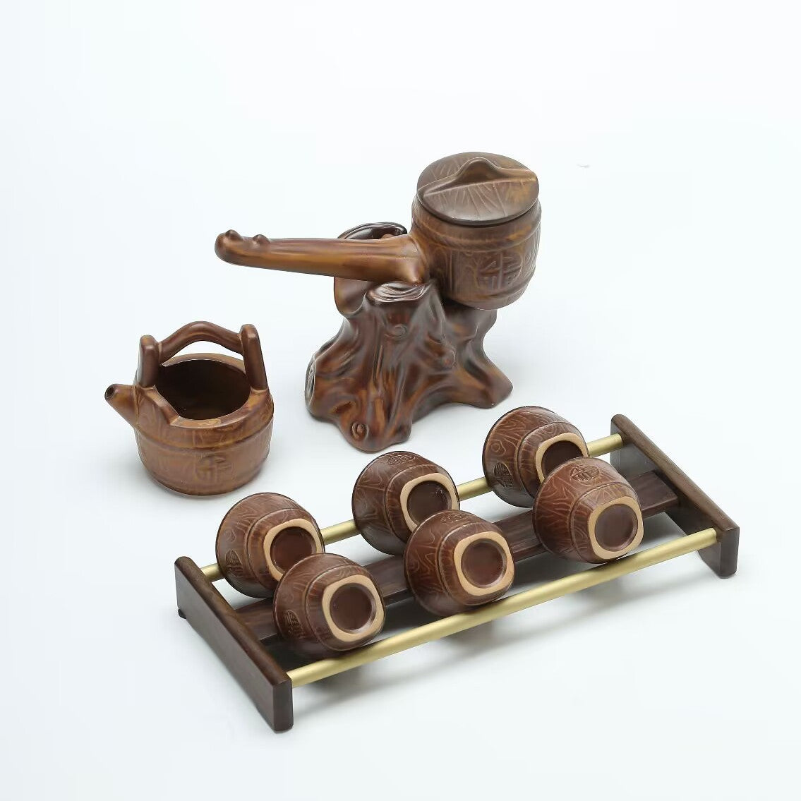 [Modern Chinese style] Special price lazy fully automatic Kung Fu tea set for home drinking tea, high-end, simple, retro, creative, ceramic, anti-scalding