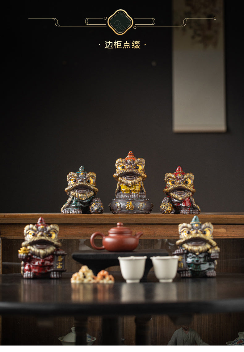 National trend awakening lion tea pet ornaments creative ceramic cute little lion fortune home tea room antique shelf decoration gift