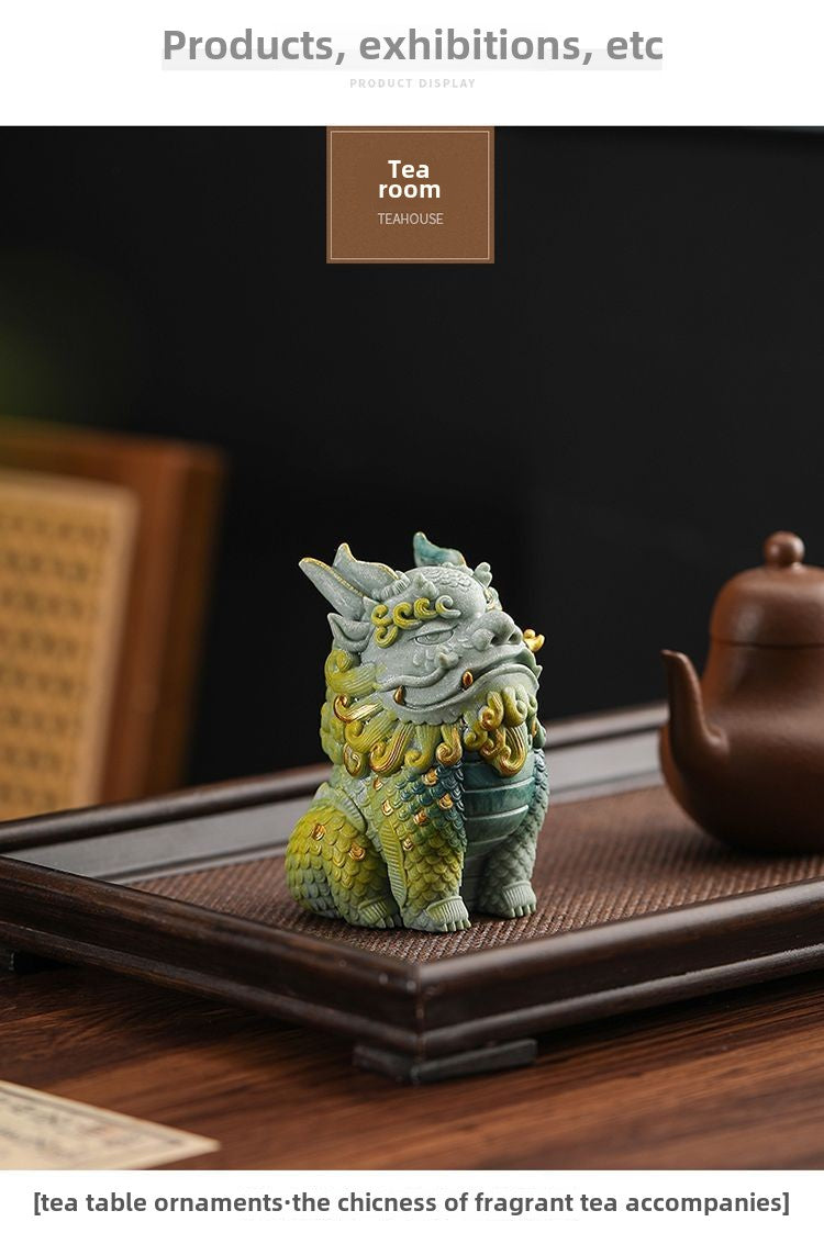 Sandstone lucky Pixiu desktop ornaments God of Wealth office workstation decoration desktop national trend ornaments Kirin cute