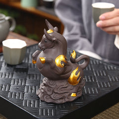 Purple clay zodiac ox fortune tea pet boutique can be raised ox year home gift decoration ornaments tea toys tea set spare parts