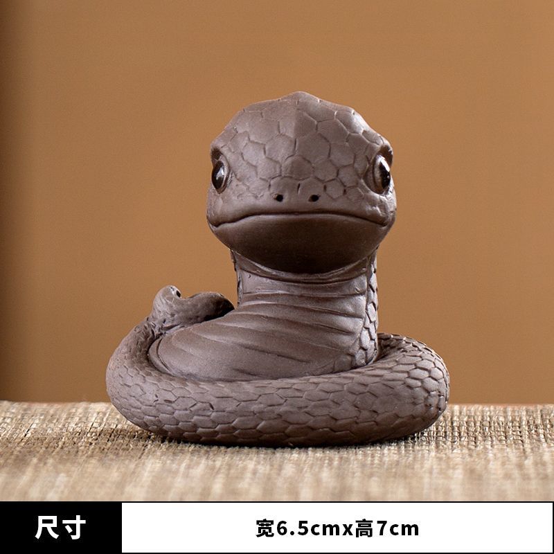 Snake Year Zodiac Snake Ceramic Zisha Tea Pet Can Be Raised to Bring Fortune Tea Table Ornaments Tea Ceremony Tea Set Small Accessories Tea Table Tea Tray