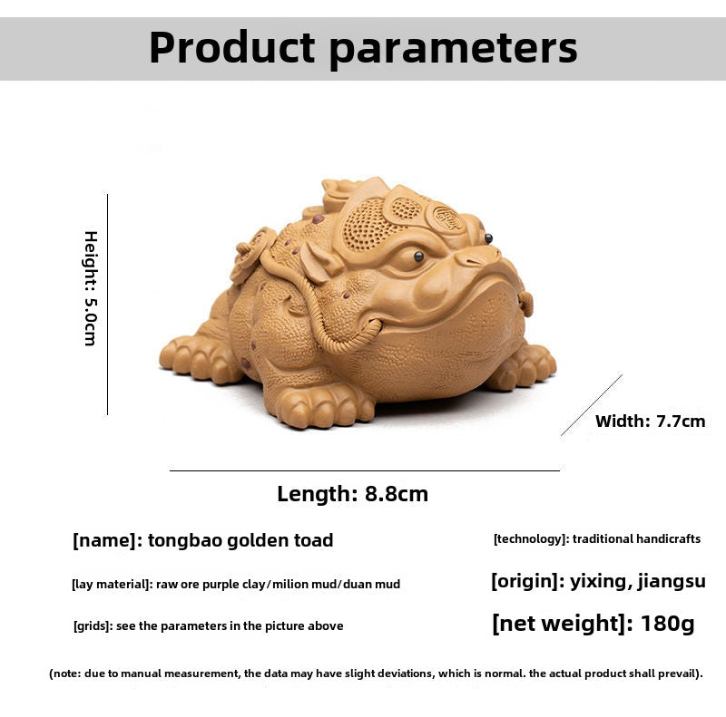 Yixing purple clay tea pet ornaments high-end purple clay three-legged golden toad fortune tea pet can be raised