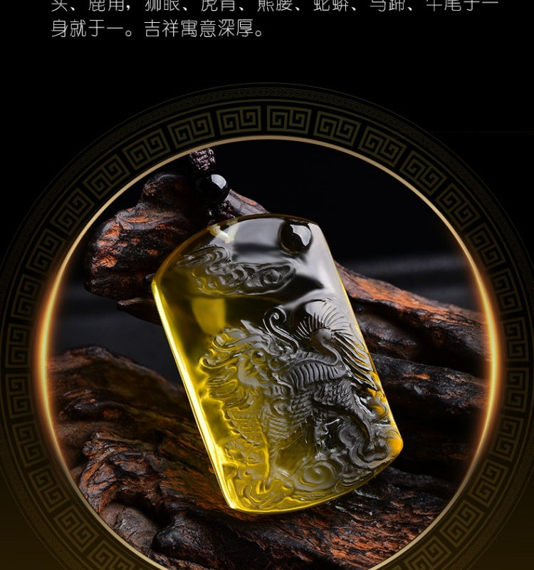 Kirin pendant yellow crystal auspicious beast auspicious fire jade Kirin child-giving men and women necklace pendant Pixiu pendant