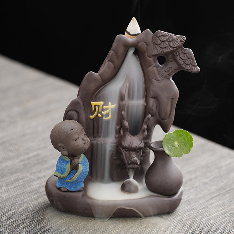 Creative tea pet purple sand backflow incense burner tea ceremony home indoor mountain stream incense ornaments sandalwood agarwood incense