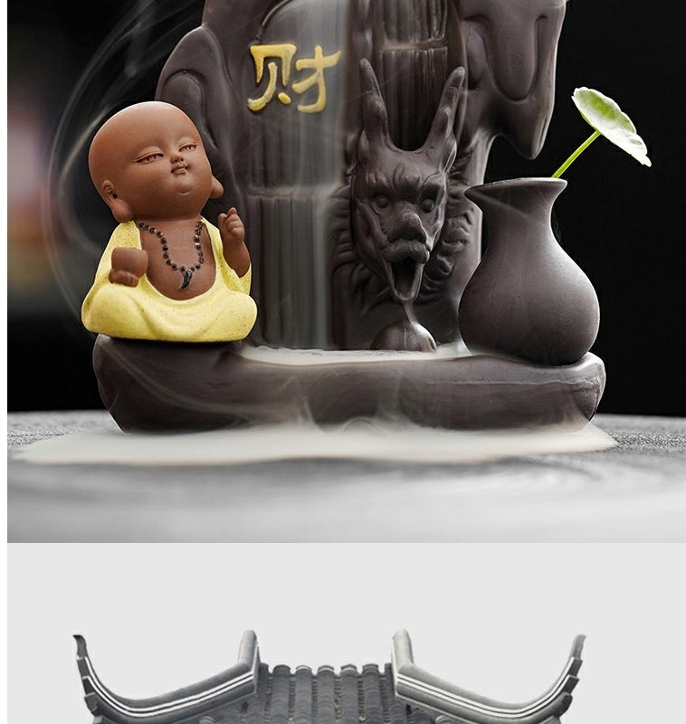 Creative tea pet purple sand backflow incense burner tea ceremony home indoor mountain stream incense ornaments sandalwood agarwood incense