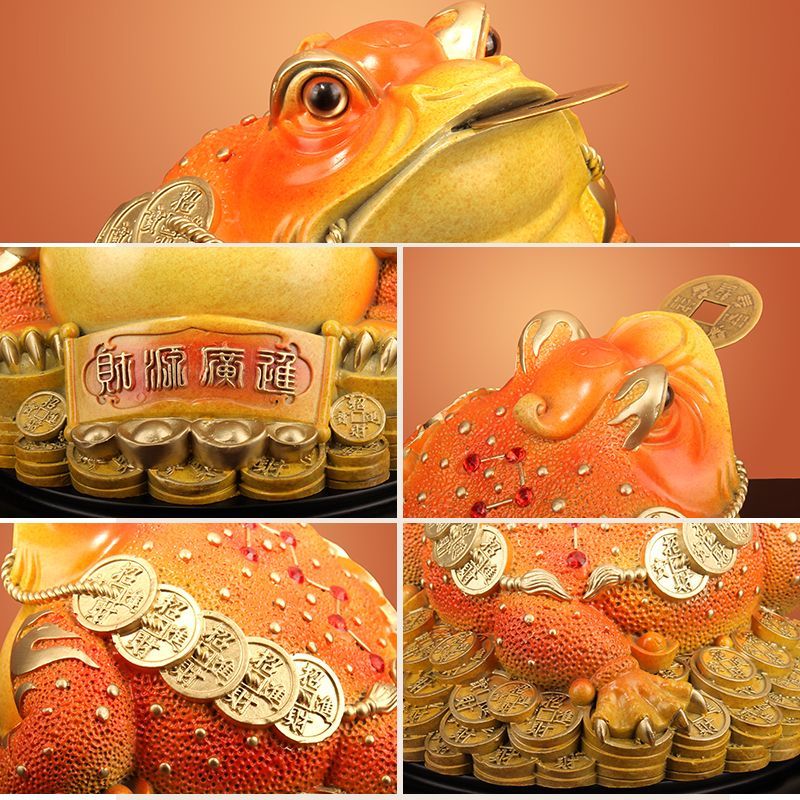 [Wealth and Prosperity] Copper Golden Toad Ornaments Brass Three-legged Golden Cicada Toad Fortune-bringing Living Room Personalized Opening Gift