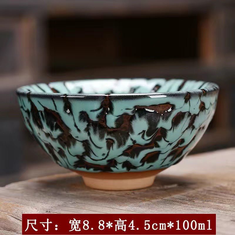 Ceramic Master Kiln Change Kung Fu Tea Set Personal Tea Cup Jianzhan Qinglong Four Tea Cups Mythical Beasts Home Single Cup Tea