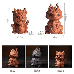 Purple sand tea pet dragon ornaments can be raised to attract fortune beasts twelve zodiac cute tea toys tea sets tea table creative small ornaments