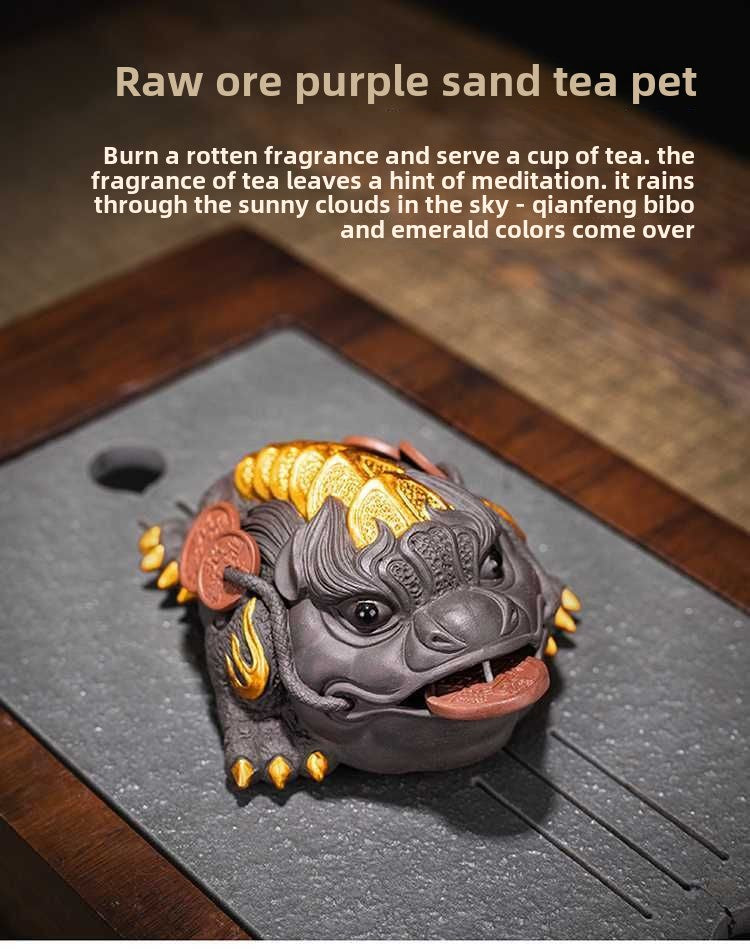 Purple sand tea pet ornaments can be used for home use to attract wealth, dragon turtle, pixiu, golden toad, office tea toys, fine tea ceremony accessories