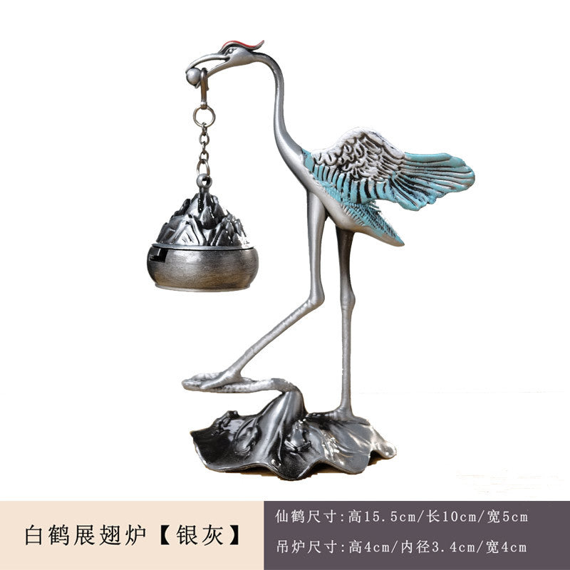 Flying crane incense burner home indoor tea pet tea table small ornaments incense burner small plate incense burner Chinese style incense burner