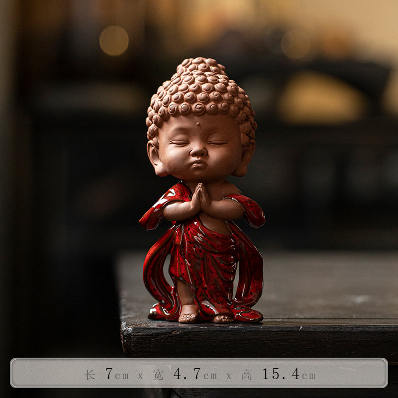 Chinese ceramic baby Buddha Zen ornaments office tea table desktop decorations cute prince Buddha tea pet