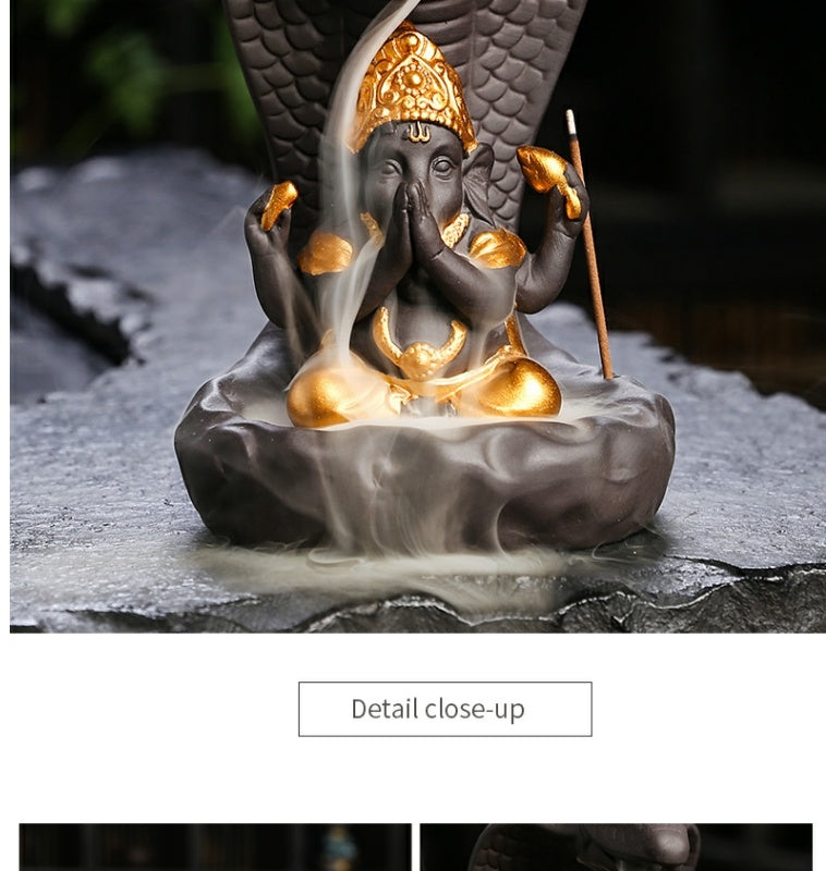 Creative tea pet backflow incense burner incense holder ceramic aromatherapy burner sandalwood agarwood incense stick insert mountain stream Zen ornaments