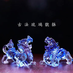 A pair of lucky Pixiu glass ornaments for home shop office living room gift decoration housewarming crafts opening