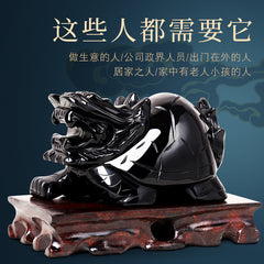 Top crystal natural obsidian eight trigrams dragon turtle ornaments office living room porch living room crafts