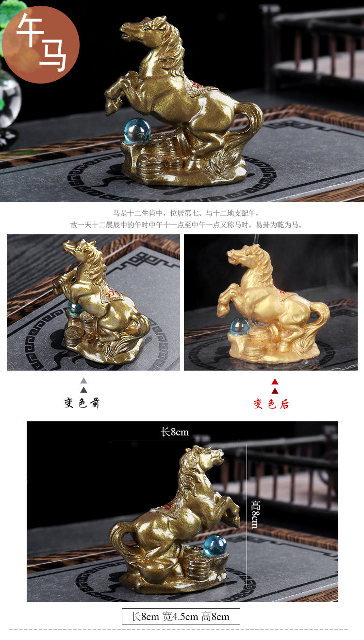 Color changing twelve zodiac animals tea pet ornaments lucky tea toys animal rat ox tiger rabbit dragon snake horse sheep monkey chicken dog pig