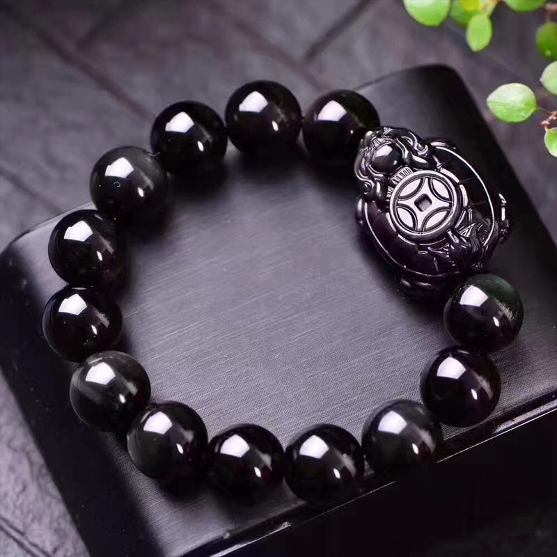 Natural obsidian dragon turtle bracelet Obsidian dragon turtle bracelet bracelet for men and women to attract wealth and fortune