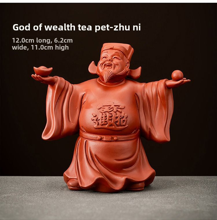 New original purple sand God of Wealth tea pet small ornaments to attract wealth and can be raised tea ceremony accessories tea table tea table decorations