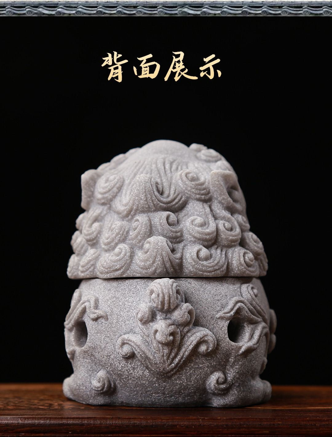 National trend fortune-bringing Pixiu Chinese style aromatherapy furnace creative green sandstone tea pet office home desktop stone carving incense burner ornaments