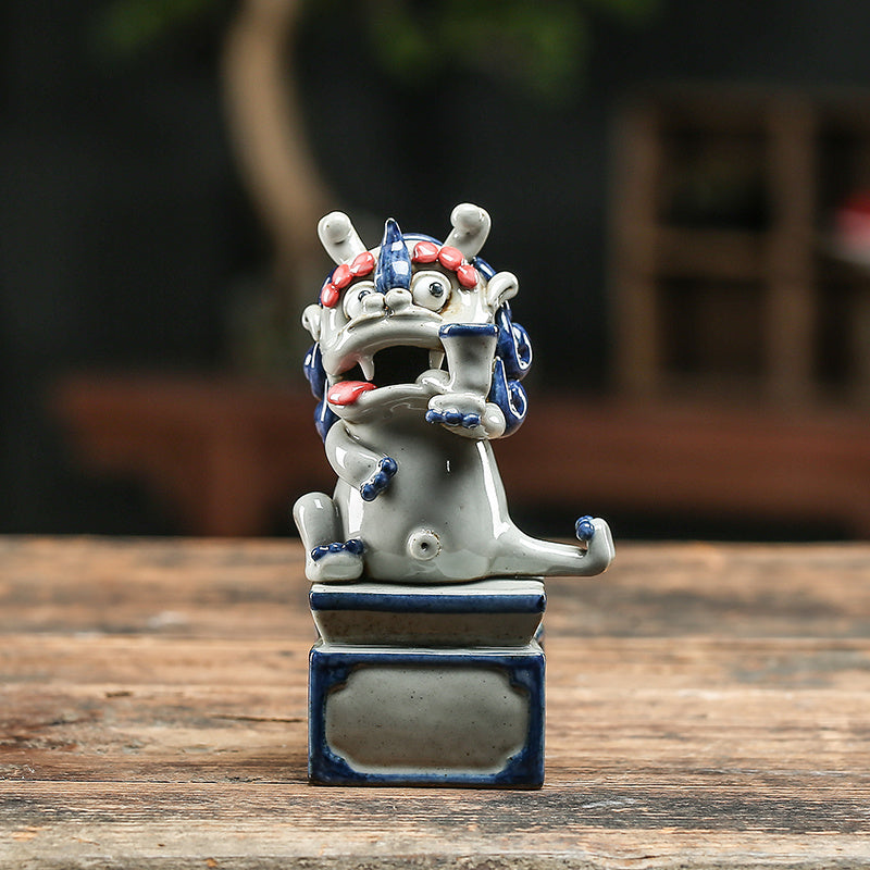 Lucky Pixiu tea pet ceramic line incense burner aromatherapy burner boutique can be raised handmade incense holder creative home accessories incense