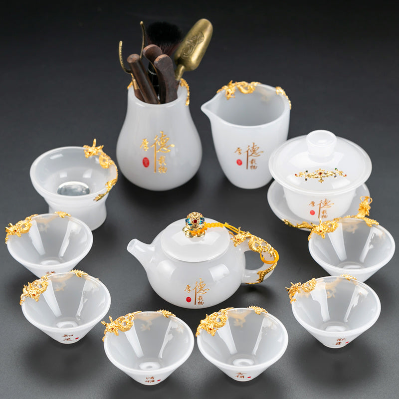 Misty Rain Ink Glass Tea Set Home Light Luxury High-end Tea Cup Covered Bowl Home Office Tea Set