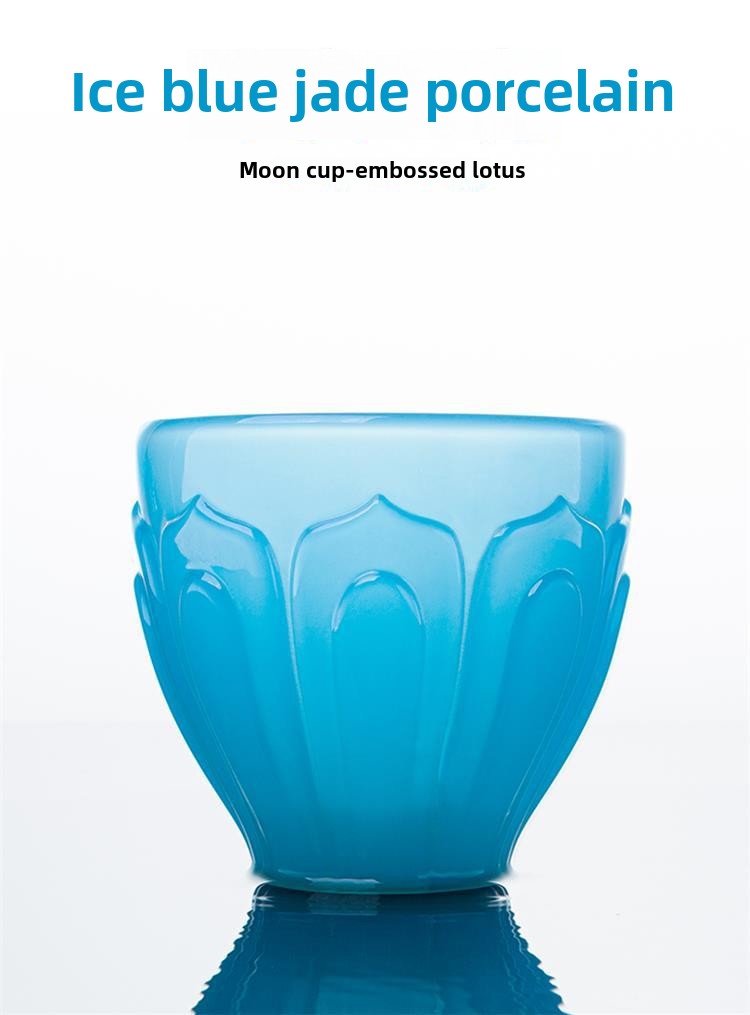 [Transparent cup body] Rongshantang Ice Blue Jade Porcelain Lotus Master Cup Tea Tasting Glass Zen Large Single Cup Jianzhan Tea Cup Kung Fu Tea Set