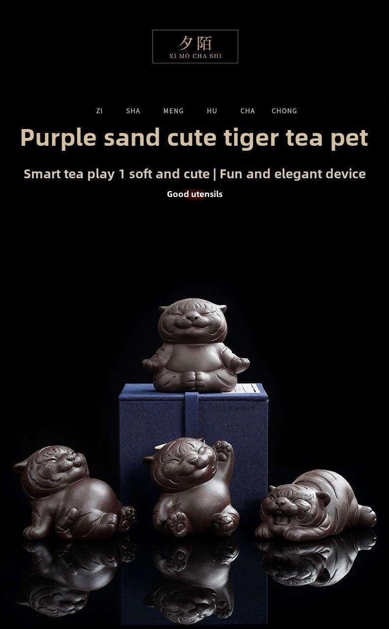 Purple sand boutique can raise tiger tea pet ornaments twelve zodiac tiger tea table Taiwan tea player home cute tea set accessories