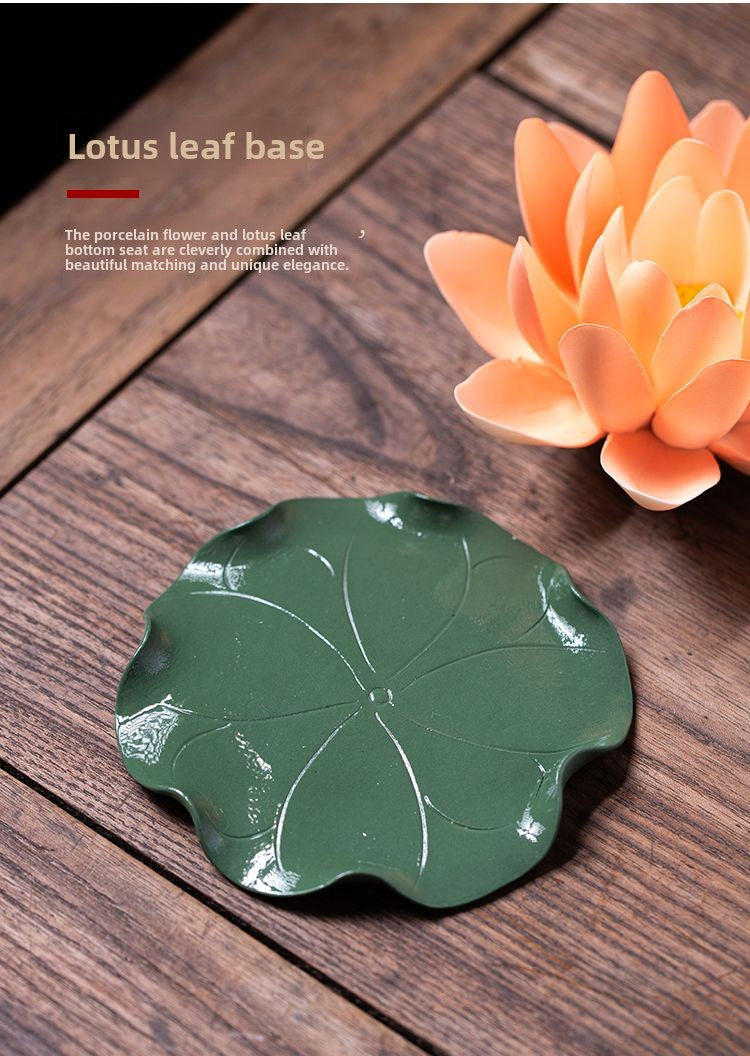 Ceramic color-changing lotus pure hand-made flower Zen ornaments can be inserted with incense Kung Fu tea ceremony color-changing tea pet tea set incense