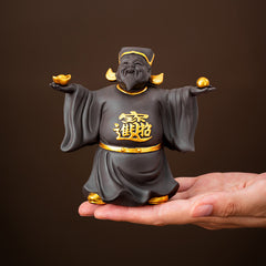 New original purple sand God of Wealth tea pet small ornaments to attract wealth and can be raised tea ceremony accessories tea table tea table decorations