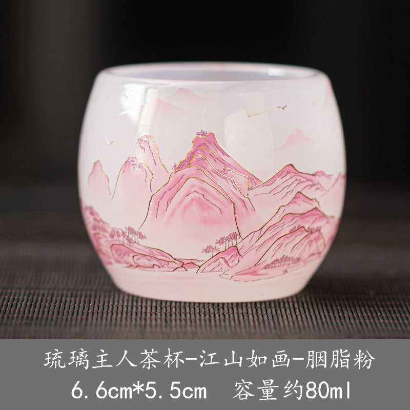 New hand-made silver-inlaid glazed jade white dragon and phoenix host tea cup single creative tea cup jade porcelain tea cup