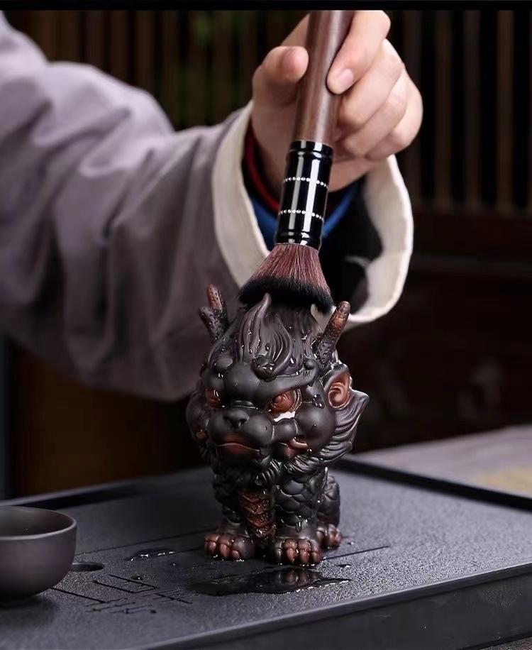 Ancient Trade Kiln Purple Pottery Fire Kirin Tea Pet Ornaments Boutique Can Be Raised High-end Fortune Beast Tea Table Tea Table Ornaments Tea Toys