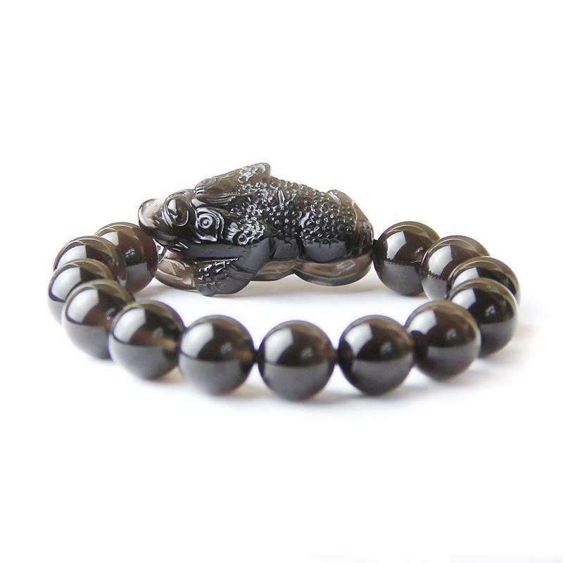 Natural ice obsidian bracelet three-legged jade golden toad bracelet men and women's three toads bless the mascot