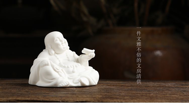 Ceramic creative tea pet ornaments white porcelain home home tea pet artistic conception appreciation Zen monk fortune ornaments