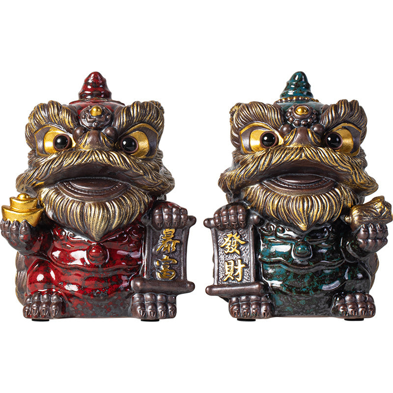 National trend awakening lion tea pet ornaments creative ceramic cute little lion fortune home tea room antique shelf decoration gift