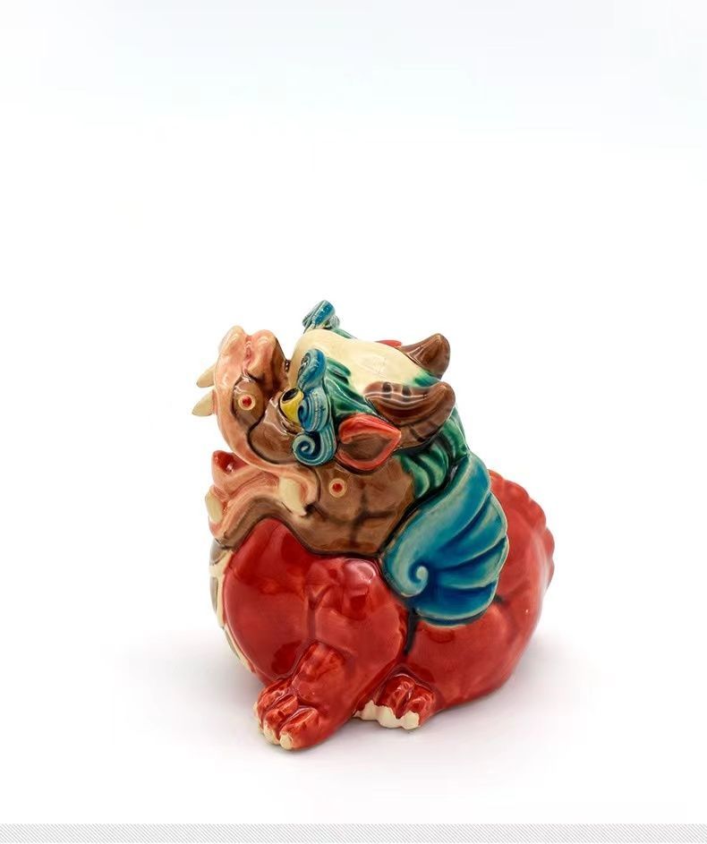 Ceramic Chinese Style Lucky Pixiu Home Decor Living Room Ornament Jiaozitao Tianlu Auspicious Beast Office Desk Opening Decoration Gift