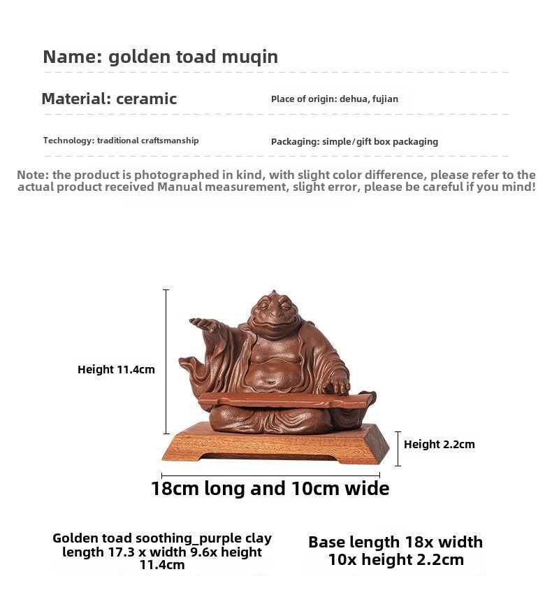 Dehua creative golden toad office fortune toad fairy home furnishings porch desktop decoration ceramic toad crafts