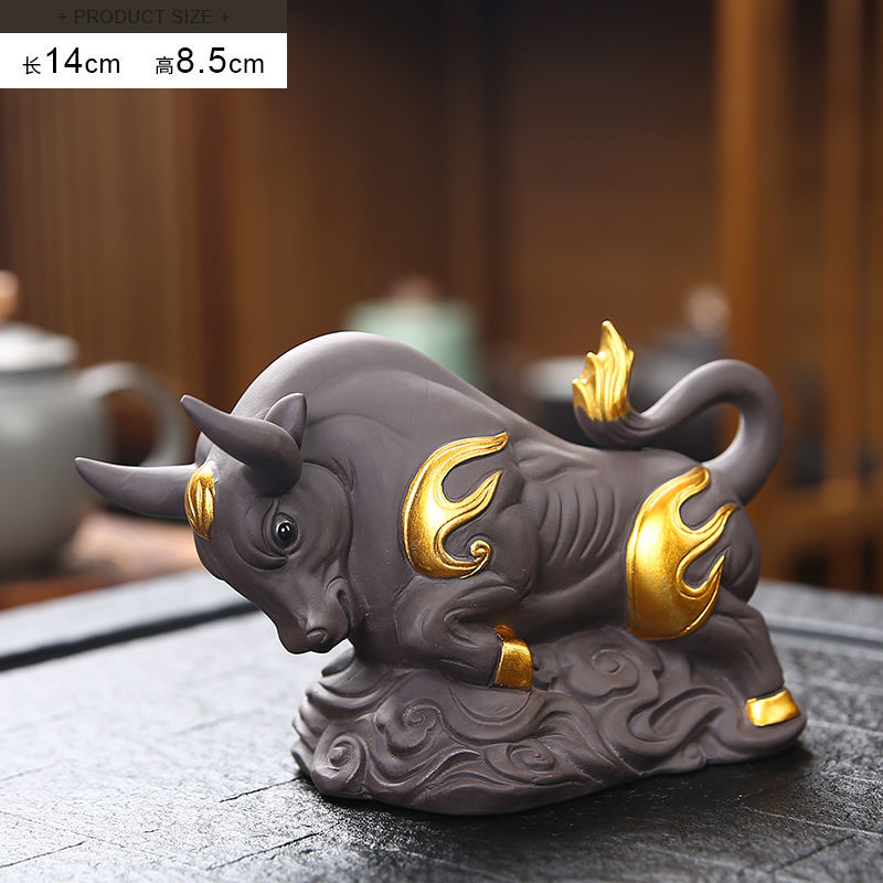 Purple clay zodiac ox fortune tea pet boutique can be raised ox year home gift decoration ornaments tea toys tea set spare parts