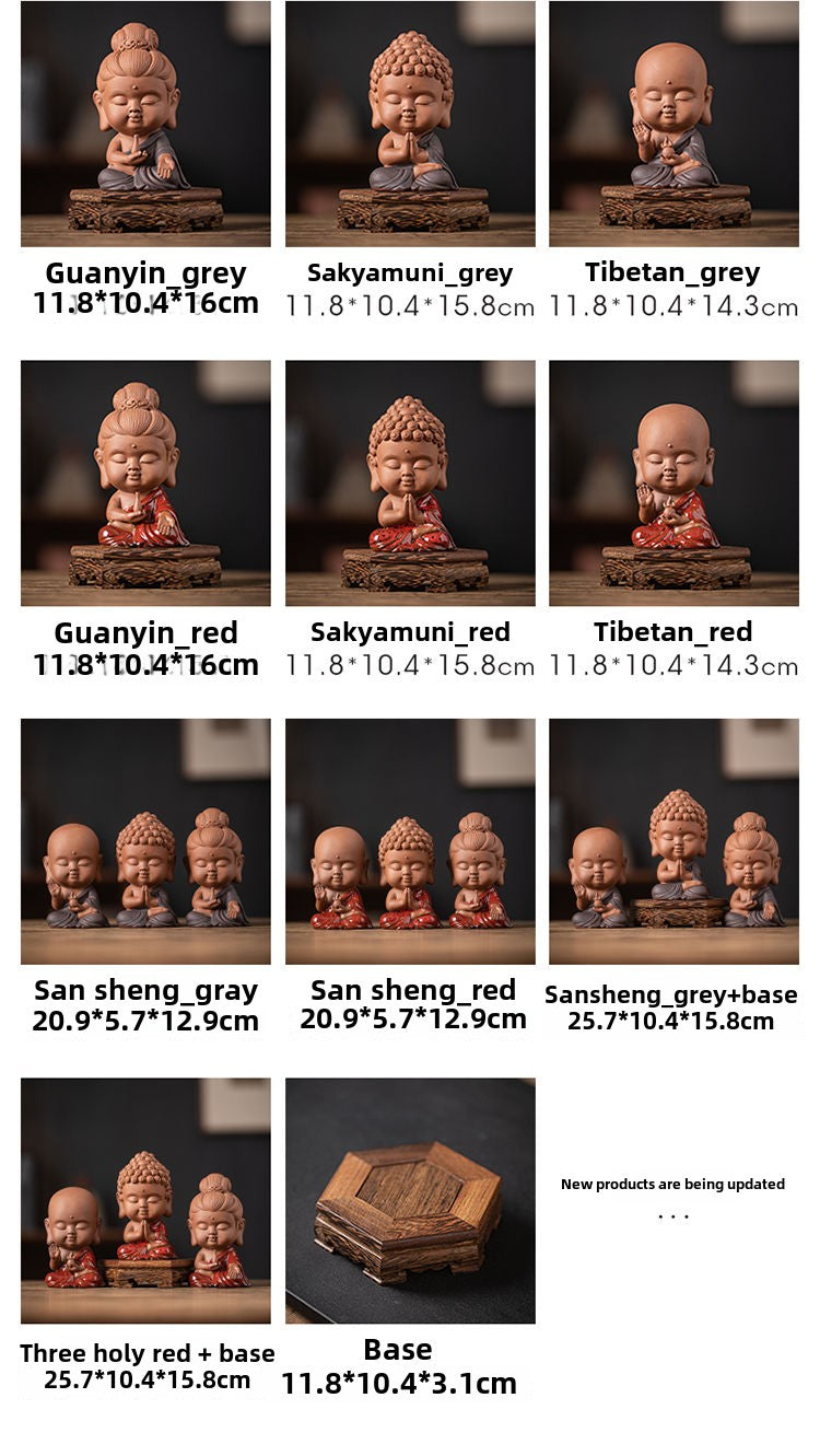 Zen purple sand small Tathagata tea pet ornaments boutique can be raised ceramic small Buddha statue tea toy tea tray tea table tea ceremony accessories