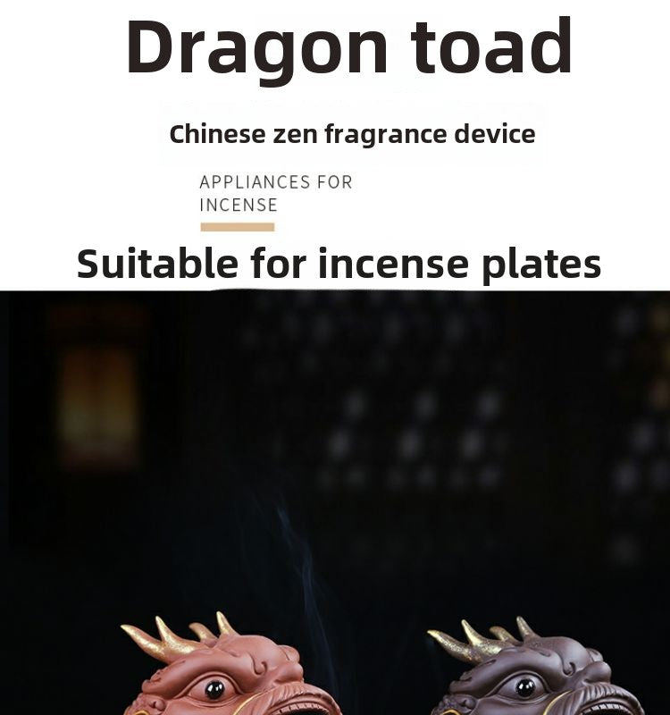 Creative purple sand fortune-bringing golden toad plate incense burner Chinese dragon toad home indoor sandalwood agarwood aromatherapy burner tea table decoration