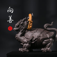 Bai Nian Tang Ji Bai Nian original purple sand sculpture tea pet ornaments handmade can be raised dragon turtle Xiangshan